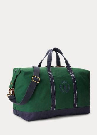 Sacs de sport en toile verts pour hommes avec logo brodé Ralph Lauren