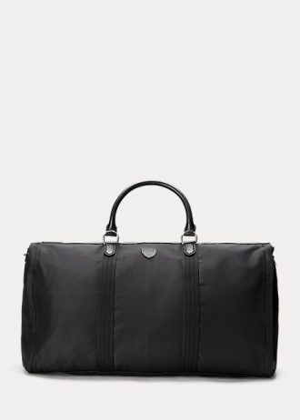 Sacs de voyage hybrides noirs pour hommes Ralph Lauren avec garniture en cuir