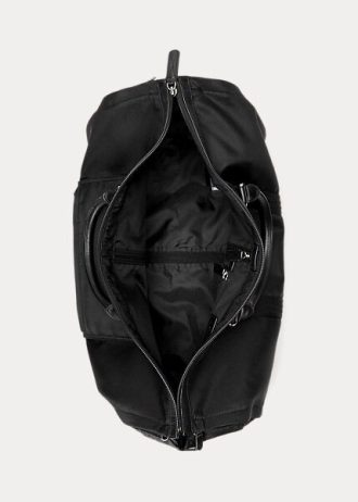 Sacs de voyage hybrides noirs pour hommes Ralph Lauren avec garniture en cuir