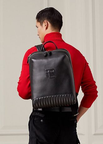 Sacs à dos en cuir matelassé noir Ralph Lauren pour homme