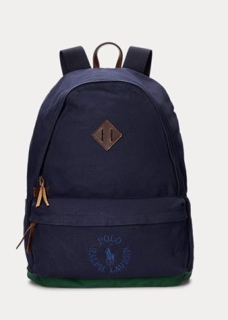 Sacs à dos en toile bleu marine avec logo brodé Ralph Lauren pour homme