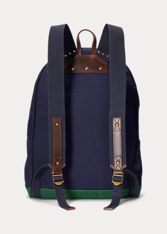 Sacs à dos en toile bleu marine avec logo brodé Ralph Lauren pour homme