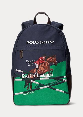 Sacs à dos en toile à imprimé équestre Ralph Lauren bleu marine pour homme