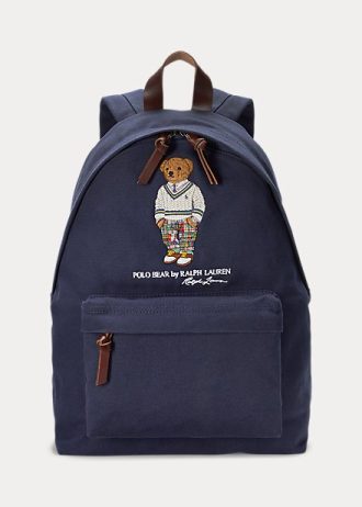 Sacs à dos en toile Polo Bear Ralph Lauren bleu marine pour homme