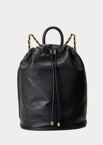 Sacs à dos Izzie de taille moyenne en cuir nappa noir Ralph Lauren pour femme