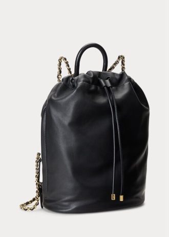 Sacs à dos Izzie de taille moyenne en cuir nappa noir Ralph Lauren pour femme