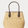 Sacs fourre-tout Bellport de taille moyenne en paille et cuir Ralph Lauren pour femme