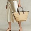Sacs fourre-tout Bellport de taille moyenne en paille et cuir Ralph Lauren pour femme