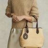 Sacs fourre-tout Bellport de taille moyenne en paille et cuir Ralph Lauren pour femme