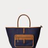 Sacs fourre-tout Bellport réversibles en toile naturelle/bleu marine pour femme Ralph Lauren Sacs fourre-tout Bellport réversibles en toile naturelle/bleu marine pour femme Ralph Lauren