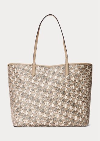 Sacs fourre-tout Collins de taille moyenne en toile enduite Ralph Lauren Camel clair pour femme