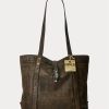 Sacs fourre-tout en cuir noir sur marron pour femme Ralph Lauren Sacs fourre-tout en cuir noir sur marron pour femme Ralph Lauren
