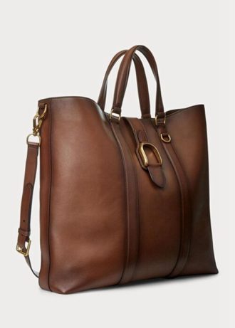 Sacs fourre-tout Ralph Lauren Welington en cuir de veau bruni marron pour homme