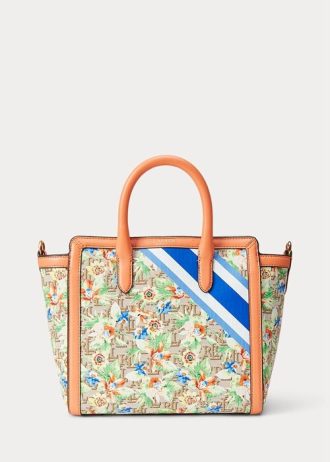 Sacs fourre-tout Tyler de taille moyenne en jacquard monogramme Ralph Lauren pour femme, kaki, Mjcqrd/Portsid