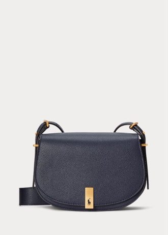 Sacs à main en cuir Ralph Lauren Polo ID pour femme, bleu marine nuit