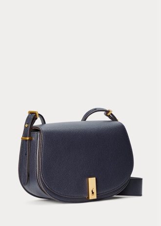 Sacs à main en cuir Ralph Lauren Polo ID pour femme, bleu marine nuit