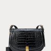 Sacs à main noirs Ralph Lauren Polo ID à imprimé crocodile pour femme