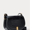 Sacs à main noirs Ralph Lauren Polo ID à imprimé crocodile pour femme