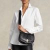 Sacs à main noirs Ralph Lauren Polo ID à imprimé crocodile pour femme