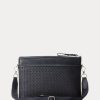 Sacs messager en cuir de veau tissé bleu marine Ralph Lauren pour homme