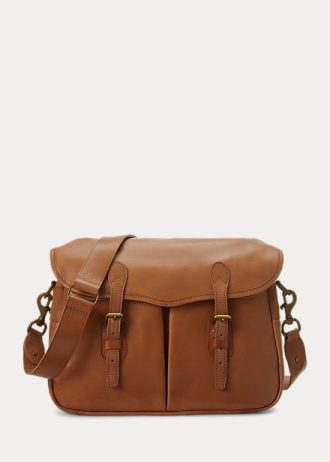 Sacs messager en cuir marron Ralph Lauren Heritage pour homme