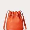 Sacs seau Bellport moyens en cuir Ralph Lauren Sunset Orange pour femme
