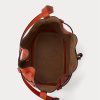 Sacs seau Bellport moyens en cuir Ralph Lauren Sunset Orange pour femme
