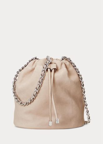 Sacs seau Emmy de taille moyenne en cuir délavé rose clair Ralph Lauren pour femme
