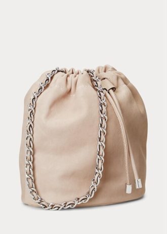 Sacs seau Emmy de taille moyenne en cuir délavé rose clair Ralph Lauren pour femme