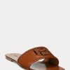Sandales Andela en cuir de veau bruni pour femme Ralph Lauren marron Sandales Andela en cuir de veau bruni pour femme Ralph Lauren marron