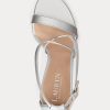 Sandales argentées en cuir métallisé Ralph Lauren Gabriele pour femmes