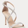 Sandales argentées en satin et cristal pour femmes Ralph Lauren Gabriele Sandales argentées en satin et cristal pour femmes Ralph Lauren Gabriele