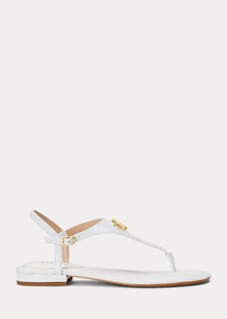 Sandales blanches en cuir gaufré Ellington de Ralph Lauren pour femmes