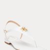 Sandales blanches en cuir gaufré Ellington de Ralph Lauren pour femmes
