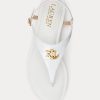 Sandales blanches en cuir gaufré Ellington de Ralph Lauren pour femmes