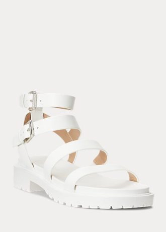 Sandales blanches en cuir nappa Kayleen de Ralph Lauren pour femmes