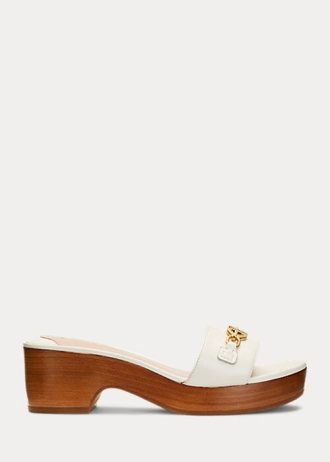 Sandales blanches en cuir nappa Ralph Lauren Roxanne pour femmes