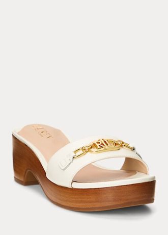 Sandales blanches en cuir nappa Ralph Lauren Roxanne pour femmes
