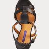 Sandales Dakota en cuir de veau bruni noir Ralph Lauren pour femme