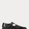 Sandales de pêcheur noires en cuir de veau bruni Ralph Lauren pour homme Sandales de pêcheur noires en cuir de veau bruni Ralph Lauren pour homme
