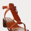 Sandales Dyllon en cuir de veau bruni marron pour femme Ralph Lauren Sandales Dyllon en cuir de veau bruni marron pour femme Ralph Lauren