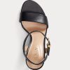 Sandales en cuir bruni noires Ralph Lauren Gwen pour femmes Sandales en cuir bruni noires Ralph Lauren Gwen pour femmes