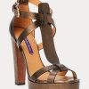 Sandales en cuir de veau métallisé Dakota de Ralph Lauren pour femme, couleur cuivre