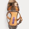 Sandales en cuir de veau métallisé Dakota de Ralph Lauren pour femme, couleur cuivre