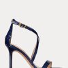 Sandales en cuir gaufré bleu marine pour femme Ralph Lauren Gabriele