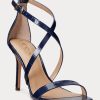 Sandales en cuir gaufré bleu marine pour femme Ralph Lauren Gabriele