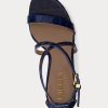 Sandales en cuir gaufré bleu marine pour femme Ralph Lauren Gabriele
