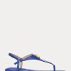 Sandales en cuir gaufré Ellington bleues pour femmes Ralph Lauren
