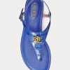 Sandales en cuir gaufré Ellington bleues pour femmes Ralph Lauren