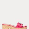 Sandales en cuir gaufré fuchsia pour femme Ralph Lauren Roxanne